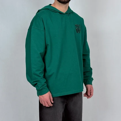 هودی مردانه سبز پنبه دو نخ طرح مینیمال