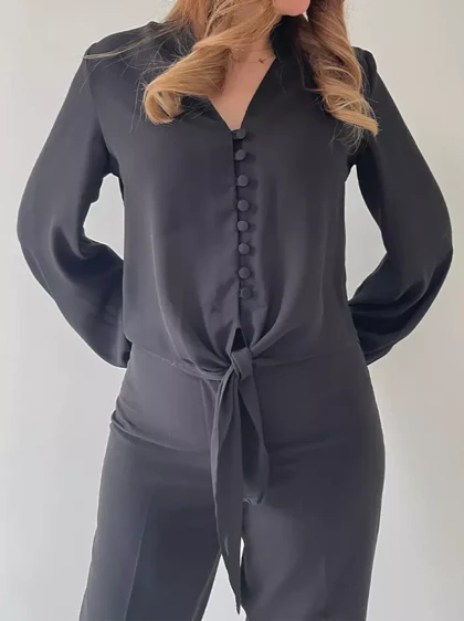 شومیز زنانه کرپ مشکی الیوت (Elliot) کد 2531