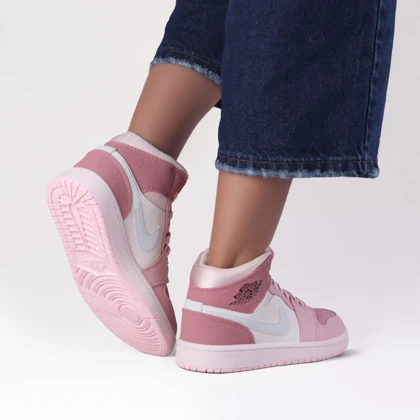 کتانی مستر مدل NIKE air jordan ساق‌دار صورتی کد 0001