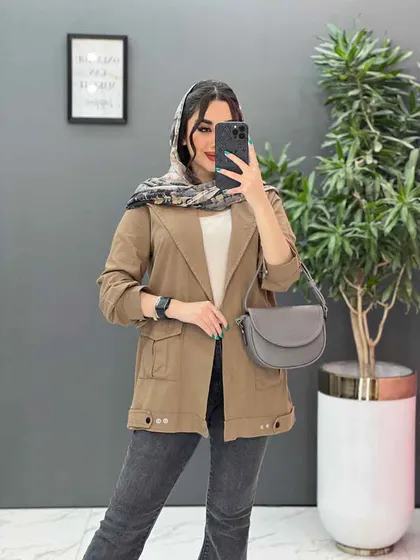 مانتو لینن آستین پاگن دو جیب