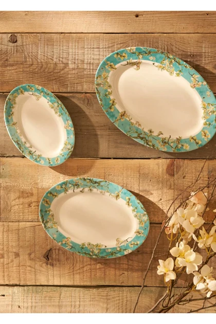 بشقاب پذیرایی Bella Maison مدل Van Gogh Almond Blossom - فیروزه‌ای