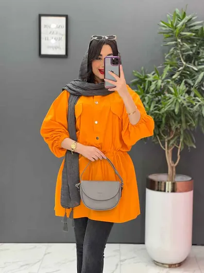 مانتو لینن کمرگت پیراهنی