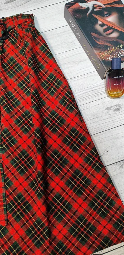 دامن چهارخونه پشمی قد 75 کد 50129