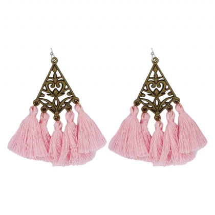 گوشواره دخترانه فانتزی مدل مثلثی ریش ریش