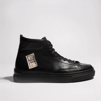 نیم بوت چرم مردانه مشکی مدل loca