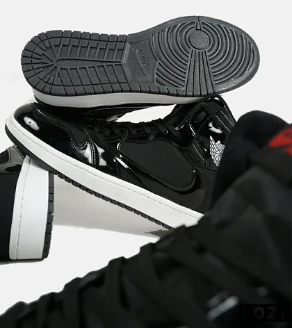 کفش کتانی ساق‌دار مردانه و زنانه مشکی نایک جردن 1 مدل 6520