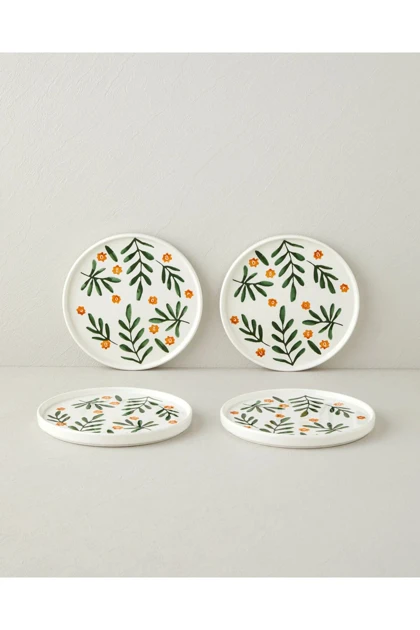 سرویس بشقاب کیک 4 تکه English Home مدل Greeny چینی - چندرنگ