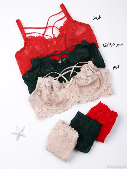 ست شورت و سوتین گیپور فنردار ژوبین کد 1100