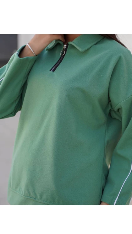 ست نیم زیپ نوار دوزی زنانه 11540