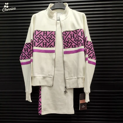 ست سویشرت و شلوار سفید و بنفش وارداتی زنانه کد 22