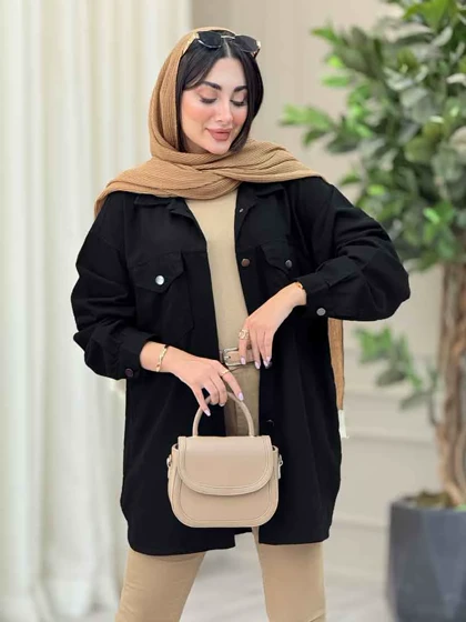 مانتو کتان دو جیب پاکتی شیلا