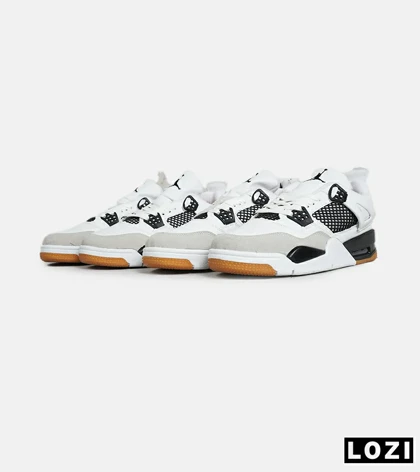 کتانی ساق‌دار زنانه و مردانه سفید مشکی Nike air jordan 4 مدل 6593