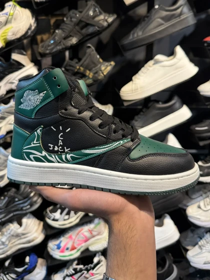 کتانی مردانه ترویس ساق‌دار مشکی سبز