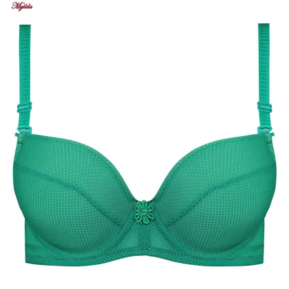 ست شورت و سوتین زنانه لنا مدل فنردار بند متحرک کاپ اسفنجی سبزآبی تیره کد 4961