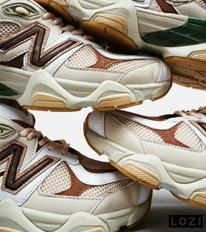 کفش کتانی مردانه و زنانه کرم قهوه ای سبز NEW BALANCE 9060 مدل 4958