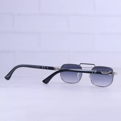 عینک آفتابی پرسول فریم فلزی نقره ای عدسی آبی MT 3081/8