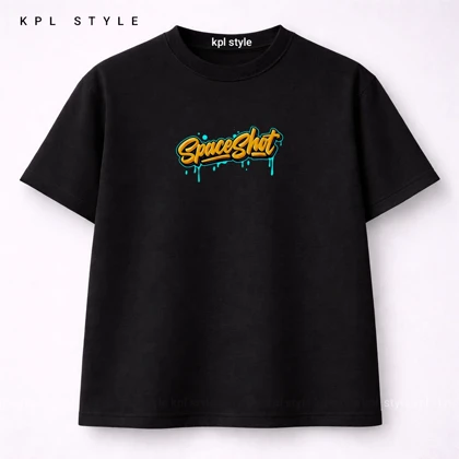 تیشرت باکسی 100٪ پنبه با طرح SPACE | تنفس‌پذیر | کد 1467