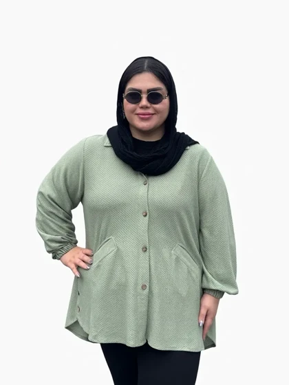 شومیز مانتویی فیلتو بغل دکمه سایز بزرگ زنانه
