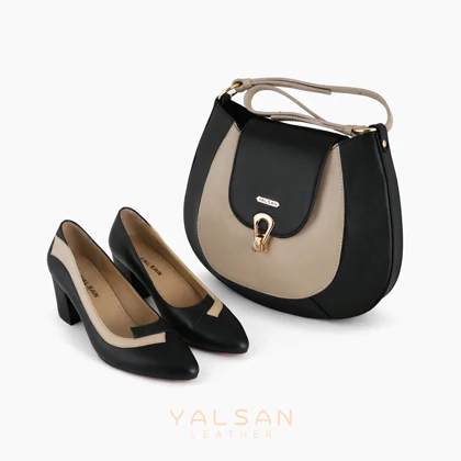 ست کیف و کفش زنانه چرم یلسان مدل آوید کد 959-SELIN-GN