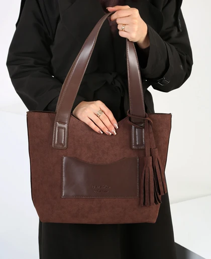 کیف زنانه جیر بند چرم منگوله 254 AM