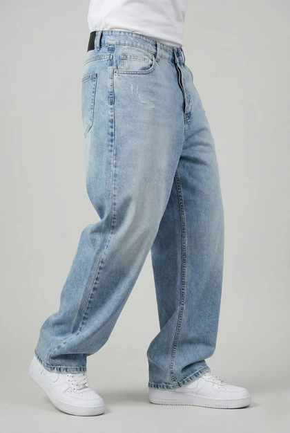 شلوار بگ مردانه جین یخی سنگ شور با کیفیت بالا MB354