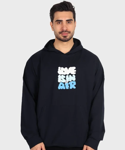 هودی سورمه ای طرحدار فری سایز 1456