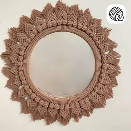آینه مکرومه بافی مدل خورشید قطر داخلی 35 سانتی متر