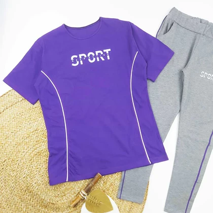 ست تیشرت شلوار زنانه سایز بزرگ SPORT