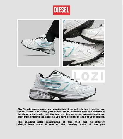 کفش کتانی مردانه سفید آبی DIESEL S-SERENDIPITY SPORT