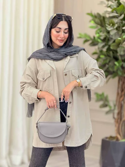 مانتو کتان دو جیب پاکتی شیلا