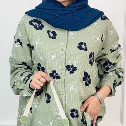 مانتو زنانه لینن دیپلمات گل‌دار