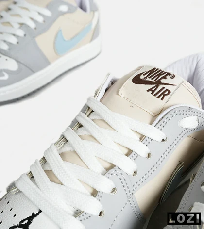 کفش کتانی مردانه طوسی کرم آبی نایک NIKE jordan 1