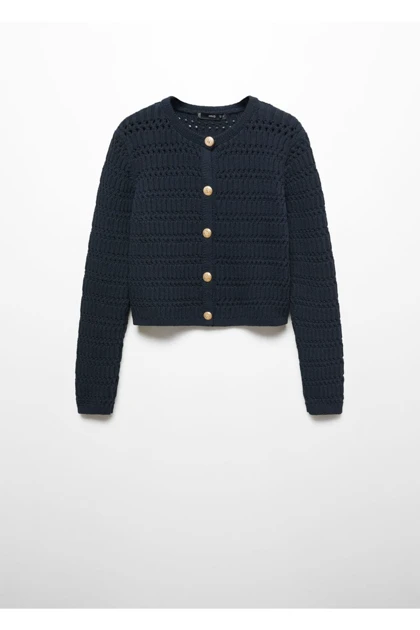 ژاکت کش باف پشمی زنانه اورجینال منگو mango