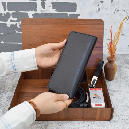 ست هدیه مردانه چرم طبیعی کیف پول و کمربند