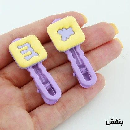 گیره مو دخترانه فلزی طرح خرسی پک دو عددی