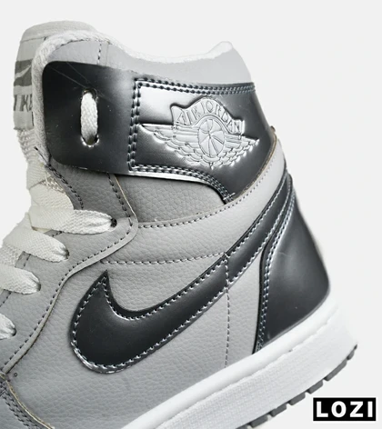 کفش کتانی مردانه و زنانه ساق‌دار طوسی NIKE jordan 1 مدل 8356