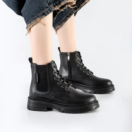 بوت و نیم بوت زنانه و دخترانه مدل بغل کش زیپی رنگ مشکی کد M580