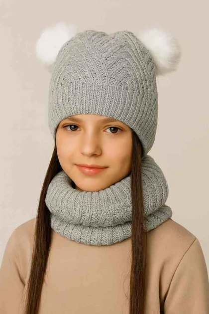 کلاه بافت و رینگ دخترانه دوپوم