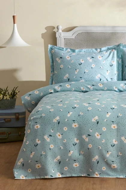 سرویس روتختی پیکه دو نفره Karaca Home مدل Daisy پنبه - نعنایی