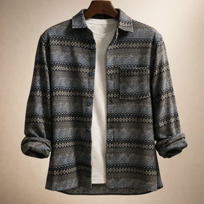 پیراهن کنف پشمی صددرصد نخ طرح وینتیج گلیمی هنری فوق العاده خنک و جذاب