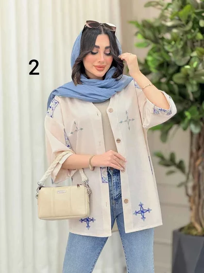 شومیز نچرال طرح دار