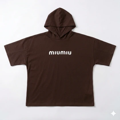تیشرت باکسی کلاه دار مدل miu miu فری سایز کد 295584
