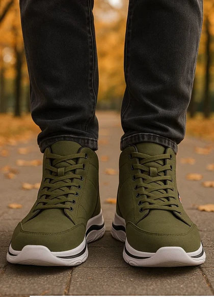 کفش ساق‌دار مردانه زیتونی مدل EMTO ویژه