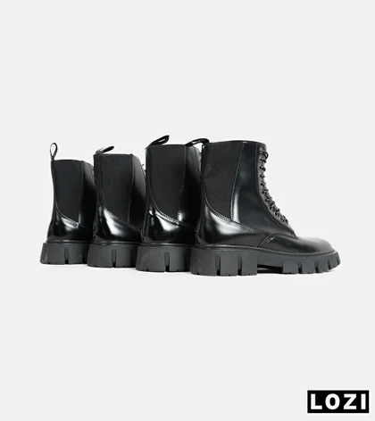 بوت مردانه چرمی مشکی ZARA