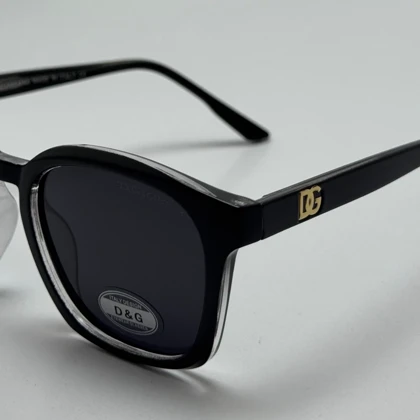 عینک آفتابی پلاریزه دولچه گابانا DOLCE GABBANA دسته سیم کشی شده لولا فنر مشکی کد 7709