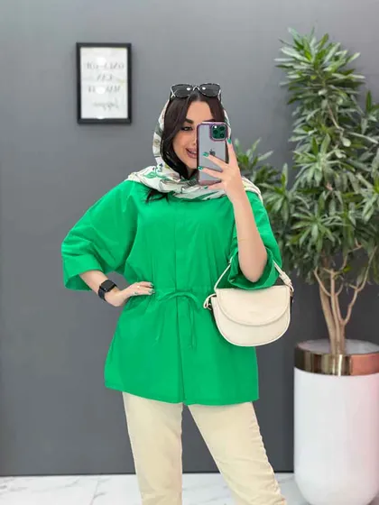 مانتو لینن دکمه مخفی کمرگت