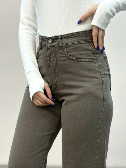 شلوار واید جین شکلاتی 3843آمسو