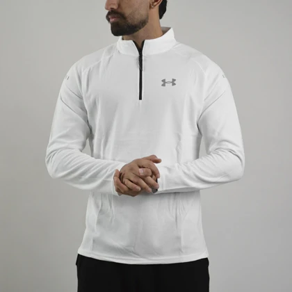 استرج نیم زیپ ورزشی مردانه آندر آرمور مدل Heat Gear-410 سفید