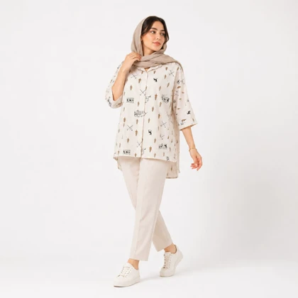 تونیک زنانه لینن طرح ماشین کد 102