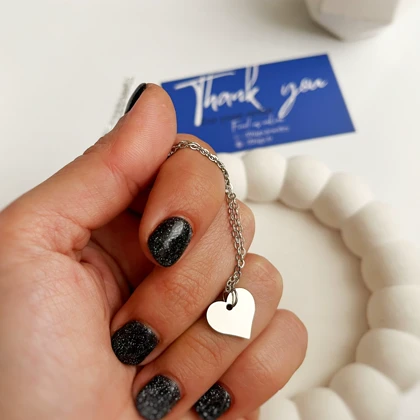 خرید گردنبند استیل قلب نقره ای